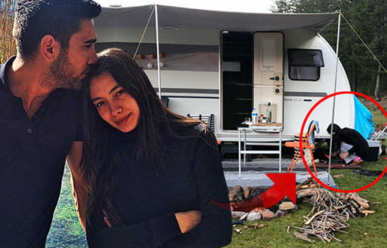 Odun kırıp ateş yaktı! Neslihan Atagül ve Kadir Doğulu tatilde 
