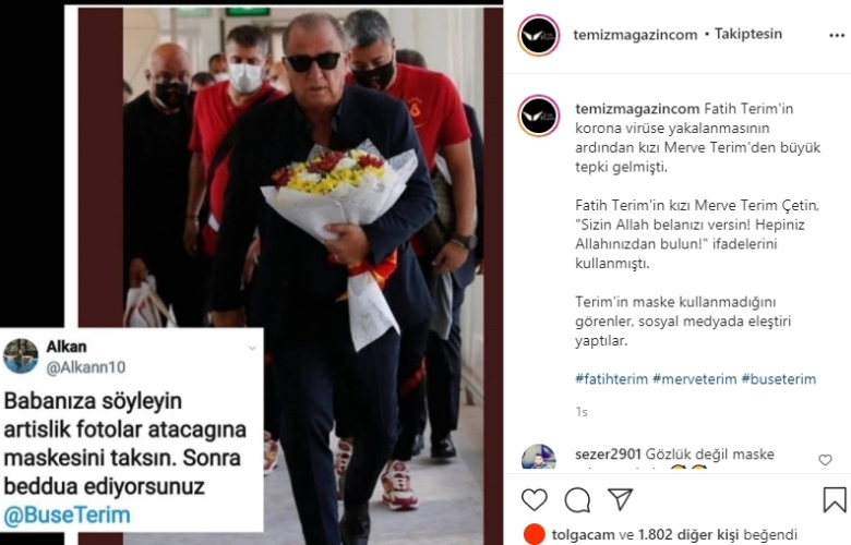 Fatih Terim'e maske eleştirisi: "Babanıza söyleyin artistik fotolar atacağına maskesini taksın!"